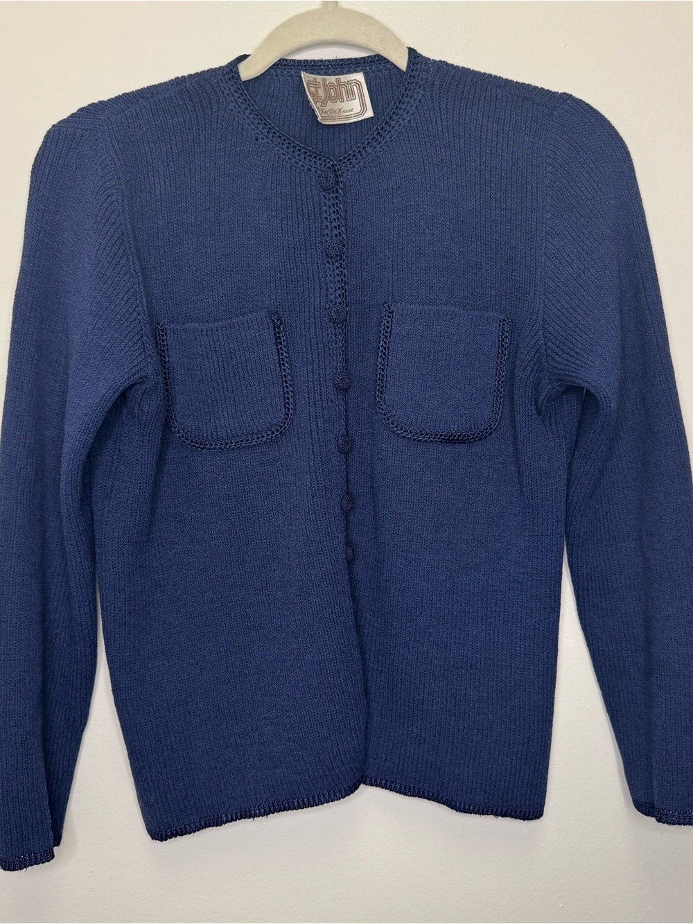 Vintage St.John Knit Navy Blue Cardigan S/M 1977